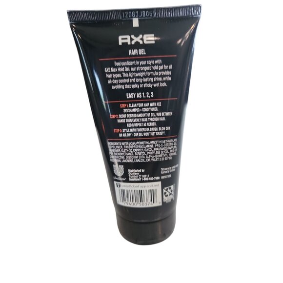 Axe Max Hold Gel 5 Oz Alcohol-Free Hair Styling Gel With 12 Hour Control - Picture 2 of 2